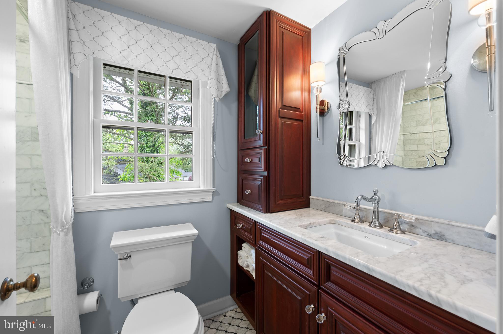 243 Walnut Road Strafford, PA 19087 - Photo 26 of 37 Renovated Hall Bath with Marble Floor