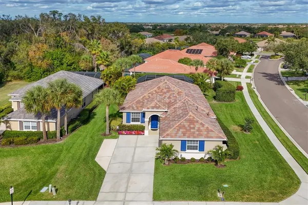 an aerial view of a house