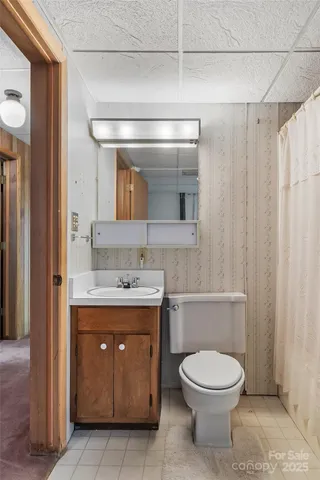 a bathroom with a toilet a sink and mirror