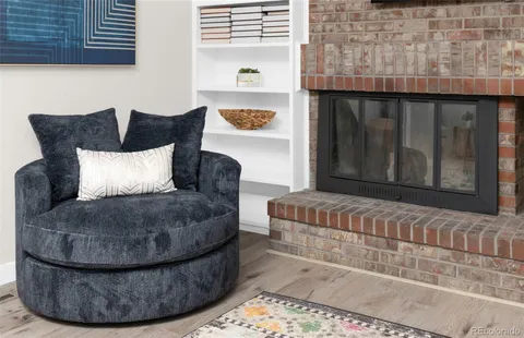 a building with a bed and couch