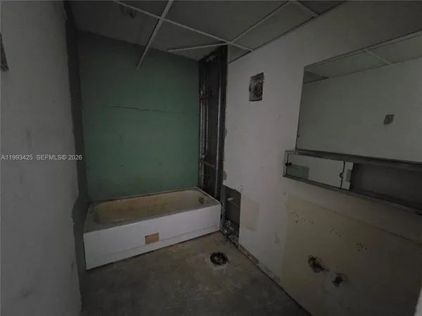 a bathroom with a bathtub