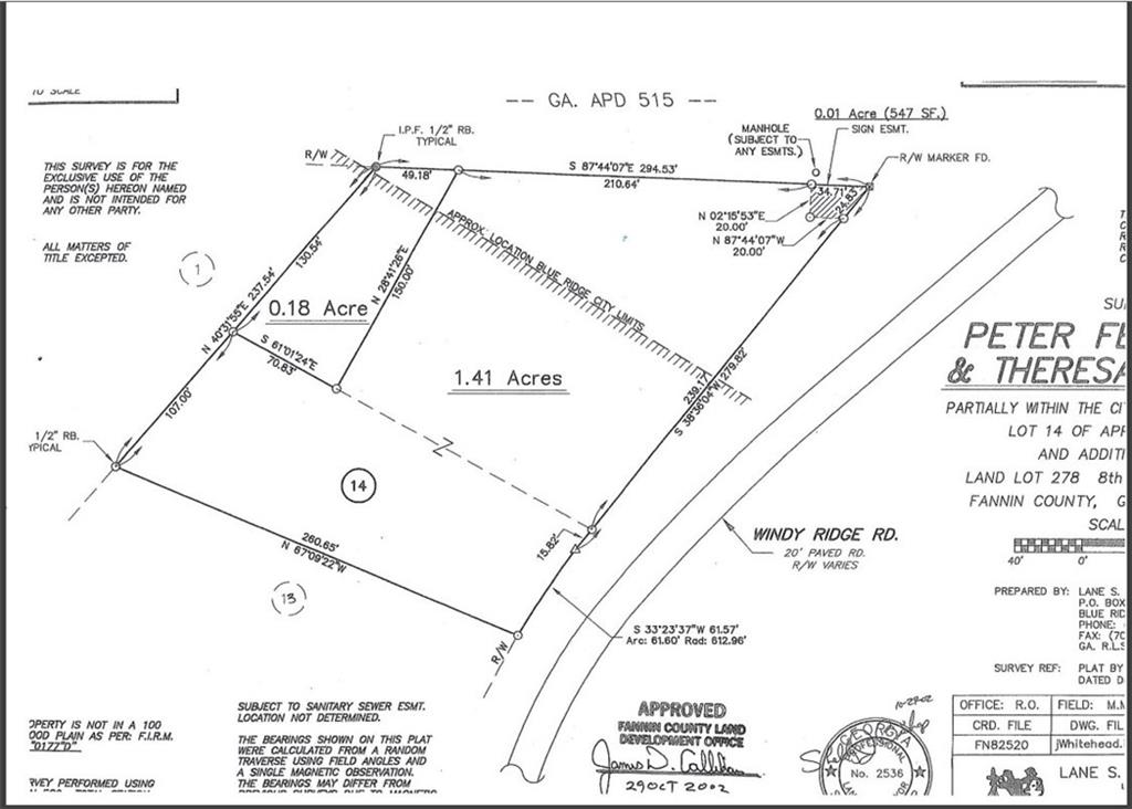 1.59 Windy Ridge Drive Blue Ridge, GA 30513 - Photo 1 of 1 Land Survey