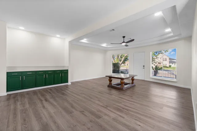 a kitchen with a stove and a microwave