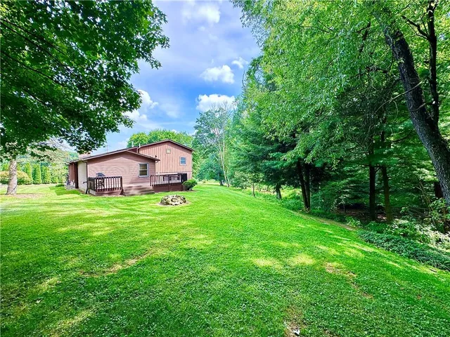 a backyard of a house with garden
