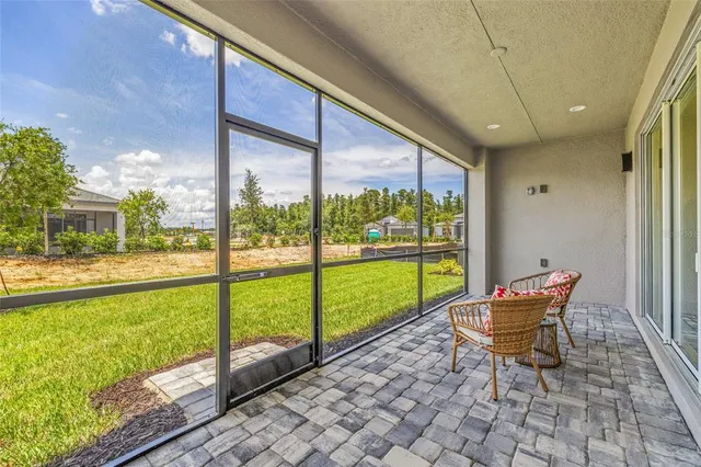 a building outdoor space with seating space