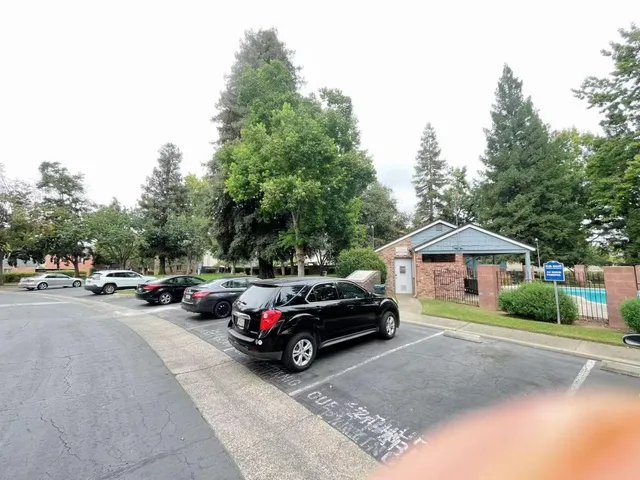 a car parked in front of a house