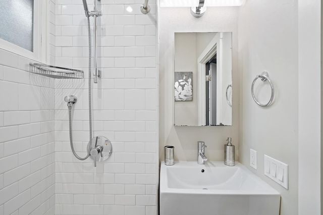 a bathroom with a shower