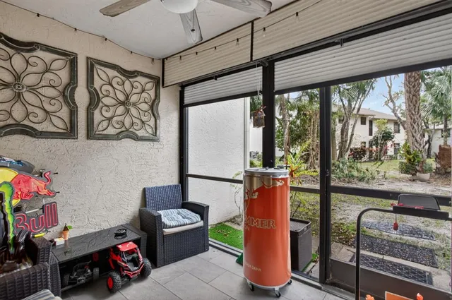 a storage room with furniture