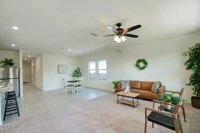 a living room with furniture