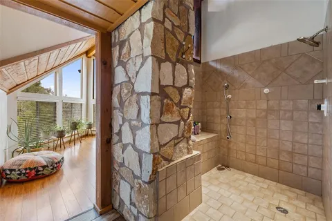 a bathroom with a shower