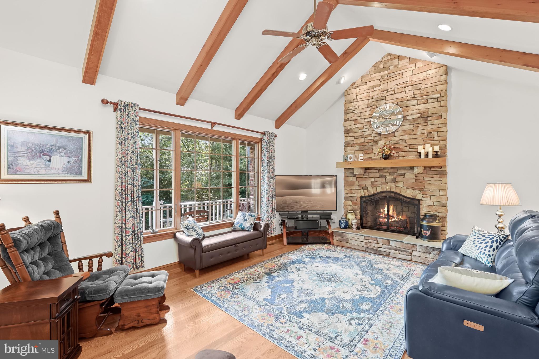 5245 Shookstown Road Frederick, MD 21702 - Photo 12 of 74 Fireplace | Beamed Cathedral Ceilings