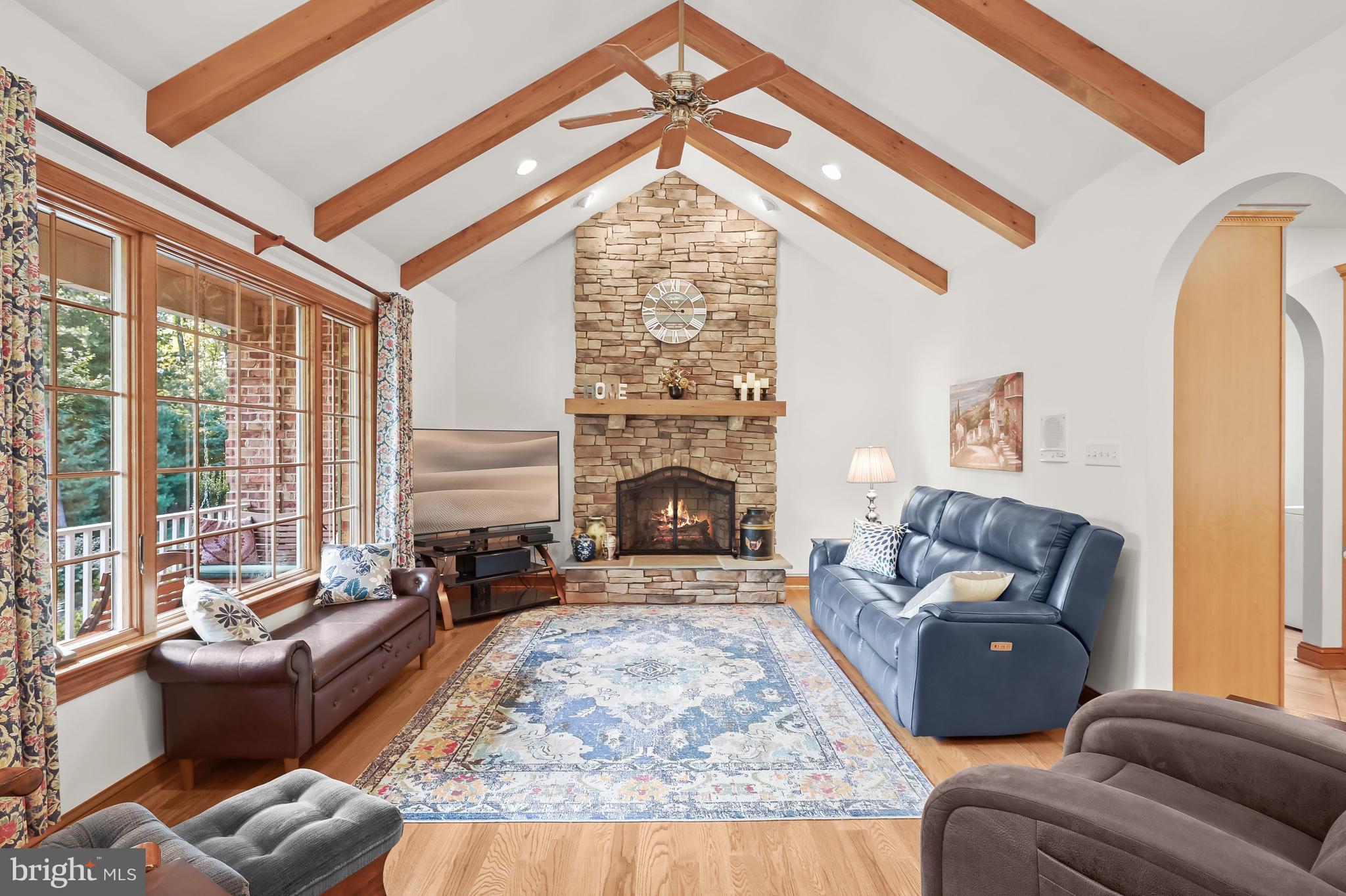 5245 Shookstown Road Frederick, MD 21702 - Photo 3 of 74 Family Room | Fireplace | Beamed Cathedral Ceiling