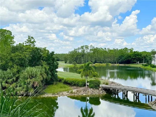 a view of a lake with a city view