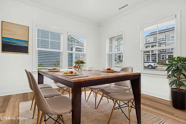 a table and chairs in a room