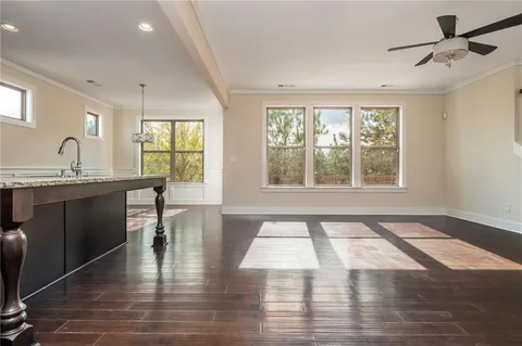 a view of a kitchen and dining room
