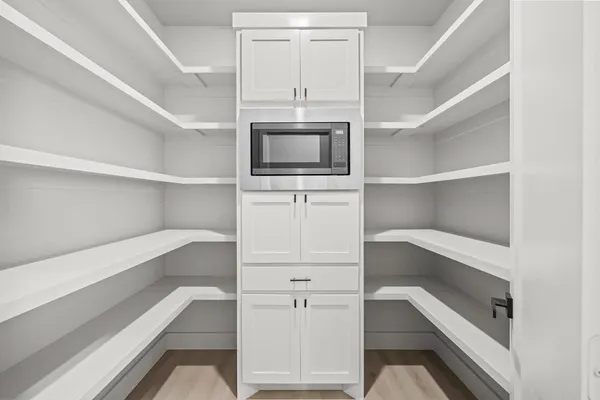 a view of an empty walk in closet