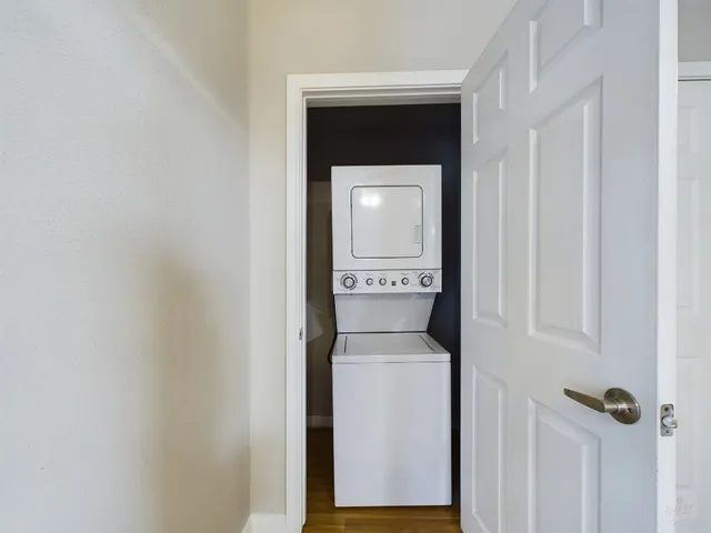 a utility room with a washer and dryer