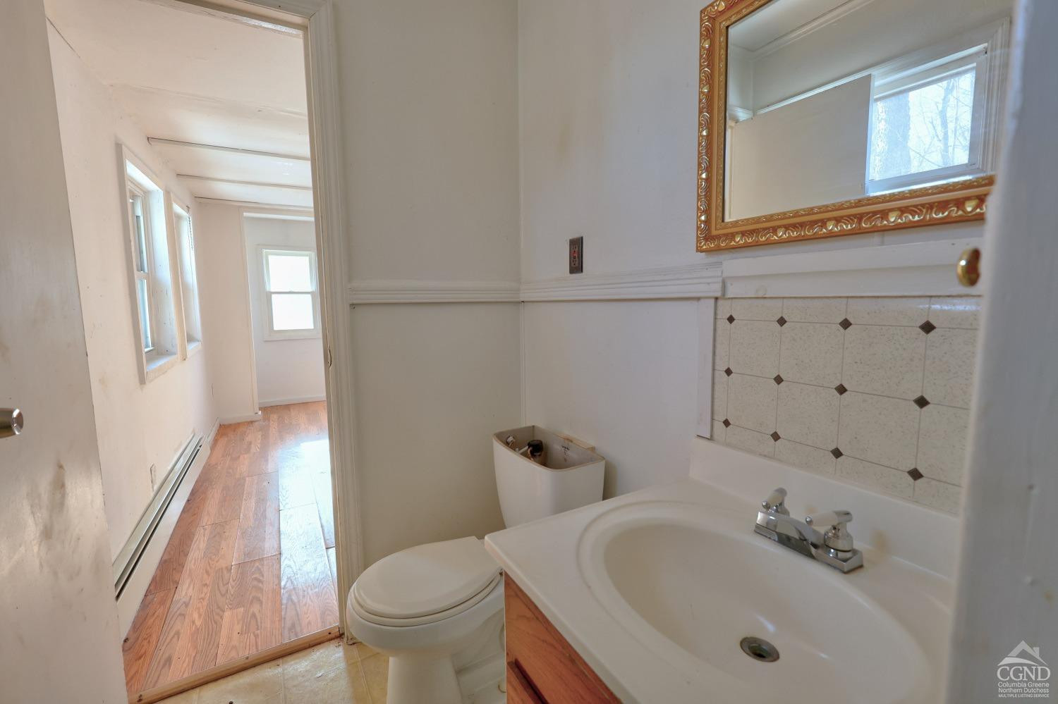 360 Stone Bridge Rd Extension East Durham, NY 12423 - Photo 41 of 83 a bathroom with a sink a toilet and a mirror