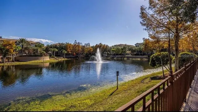 a view of a lake with a mountain view