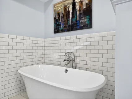 a bathroom with a bathtub