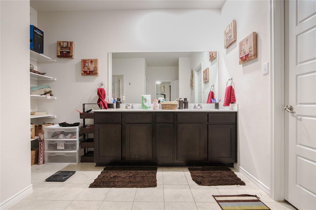 4009 Forest Bend Road Denton, TX 76208 - Photo 27 of 35 Full bathroom featuring double vanity and light tile patterned flooring