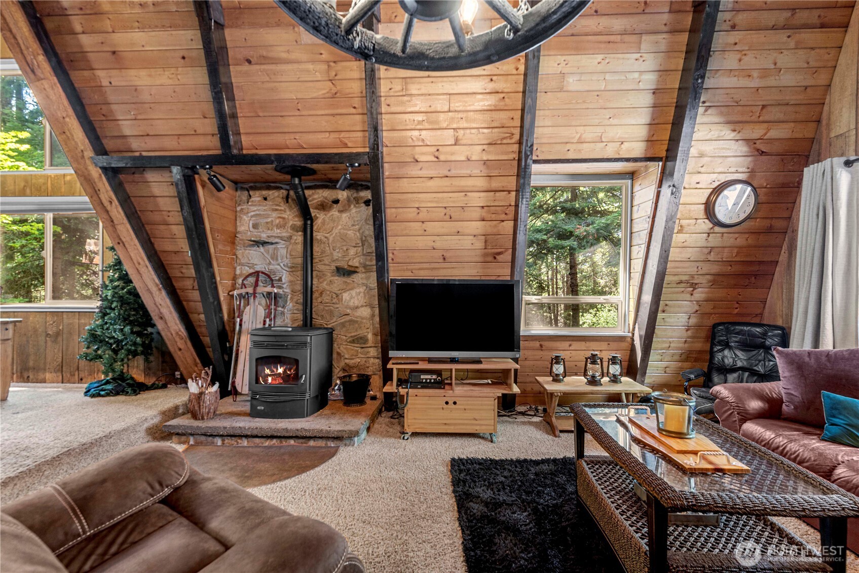 20 Deer Point Lane Ronald, WA 98940 - Photo 5 of 28 a living room with furniture a fireplace and a large window