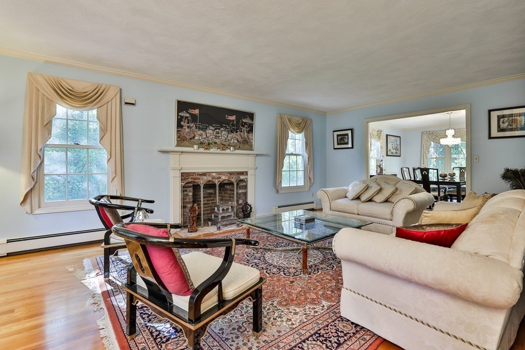 18 Forest Lane Boxford, MA 01921 - Photo 11 of 33 a living room with furniture a fireplace and a table