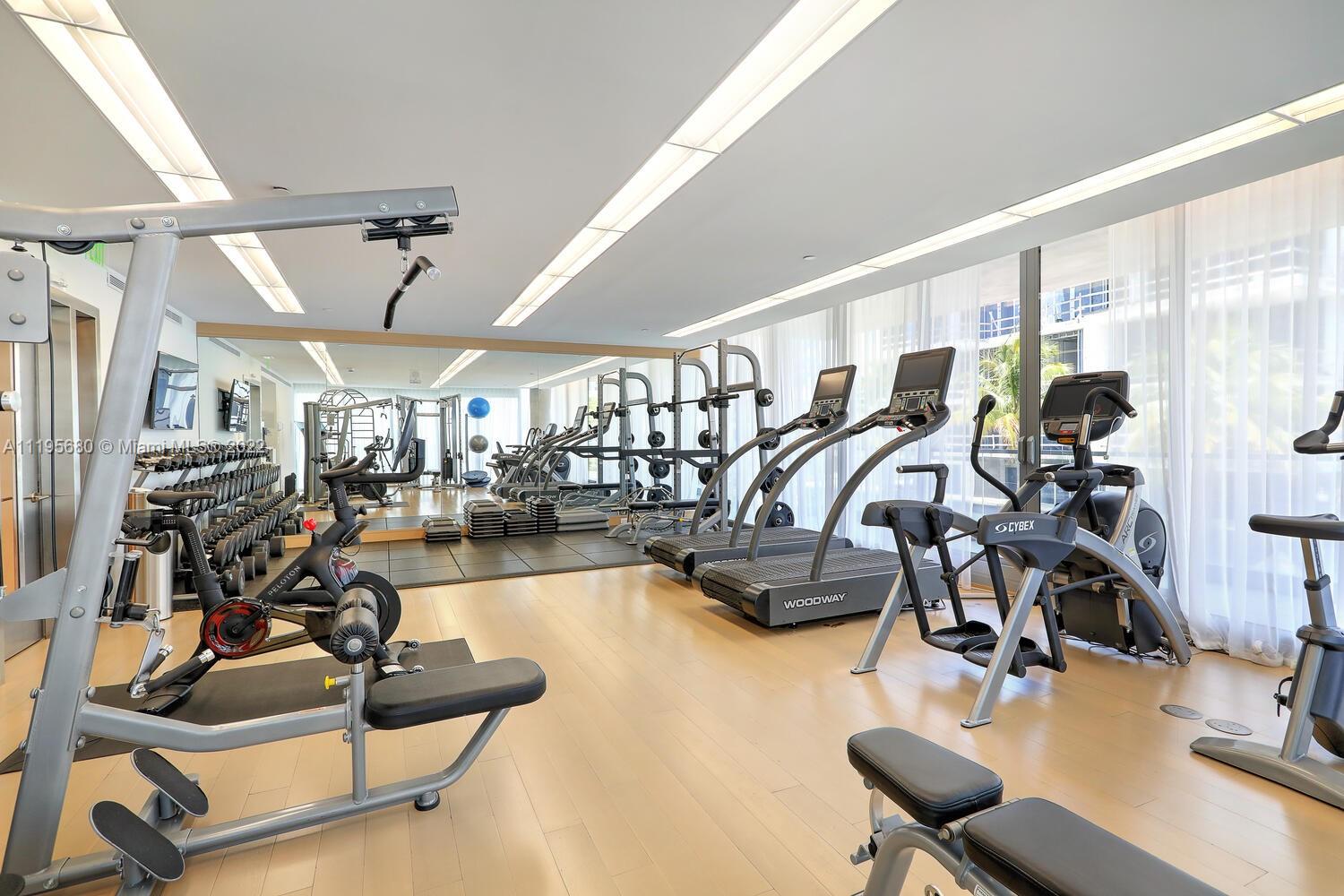 Miami Beach Miami Beach, FL 33139 - Photo 23 of 27 a room with gym equipment and windows