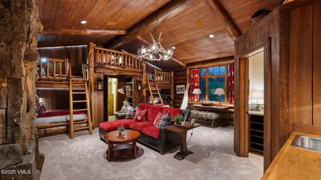 a view of a living room and bathroom