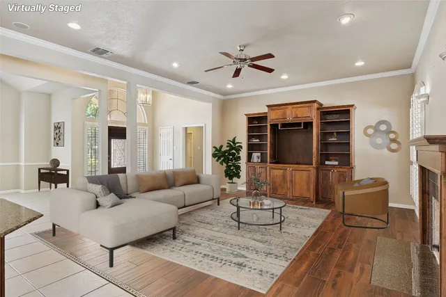 a living room with furniture