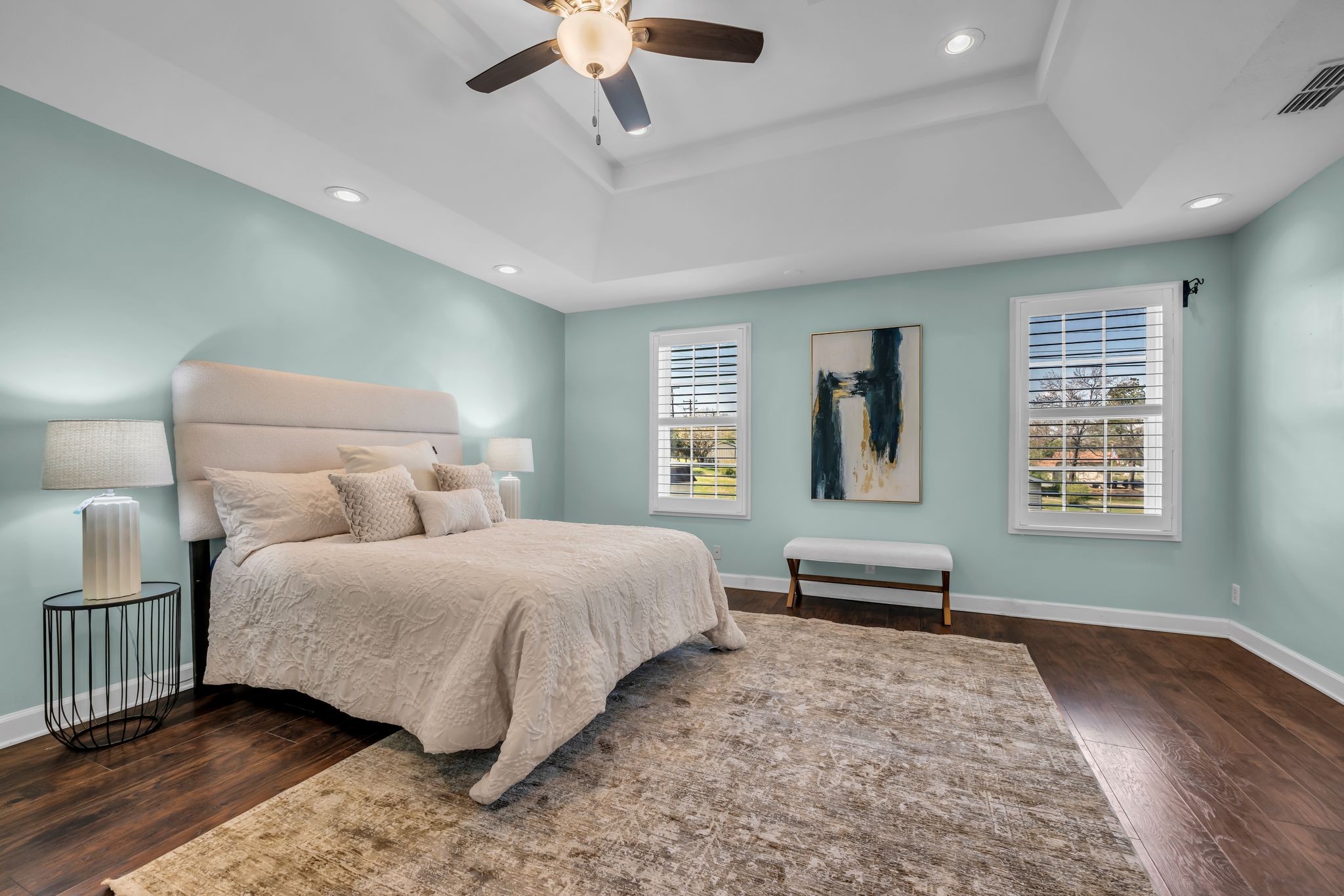 108 Lake Valley Road Dickson, TN 37055 - Photo 24 of 42 a spacious bedroom with a bed a chandelier and a window