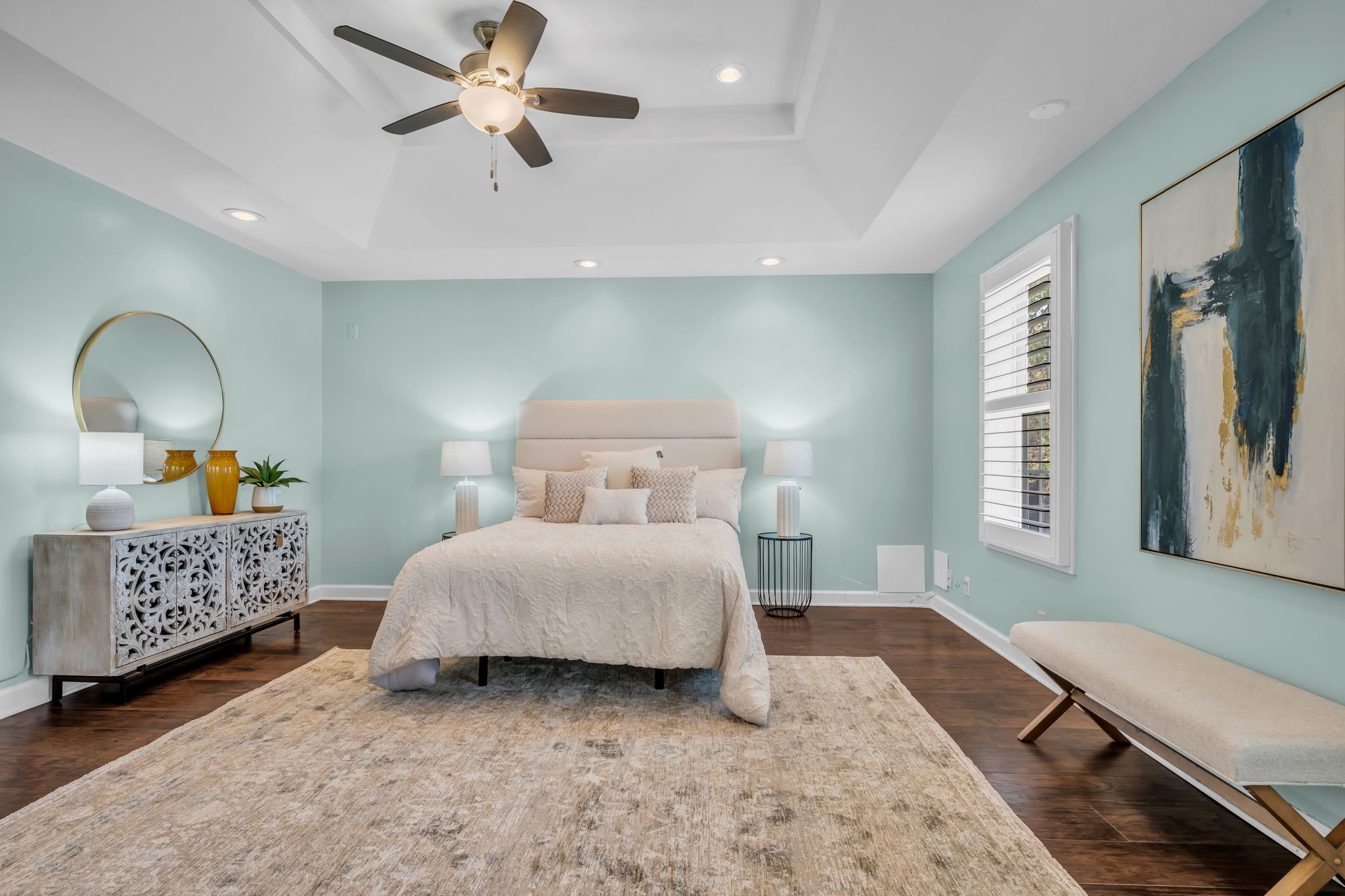 108 Lake Valley Road Dickson, TN 37055 - Photo 25 of 42 a bedroom with a bed chandelier and a window