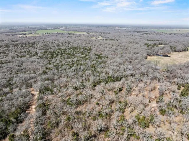 an aerial view of house with yard and mountain view in back