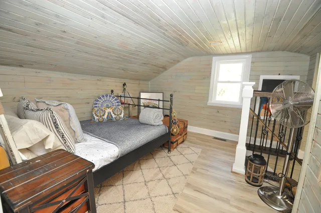 a view of a furniture in a room