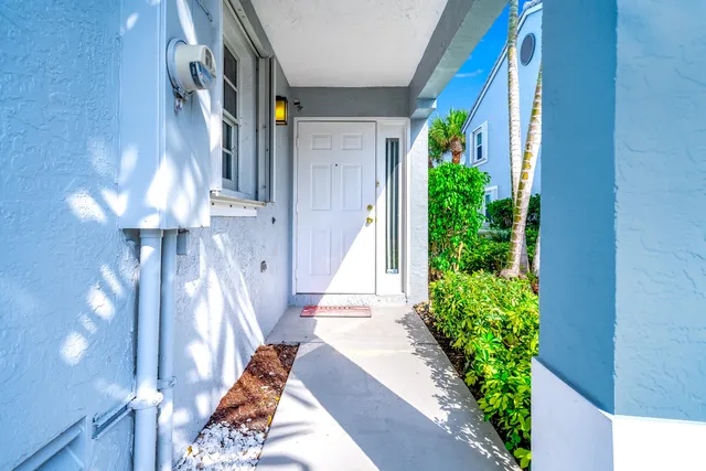 a view of a house with a potted plant