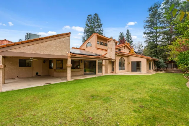 a white building with glass door