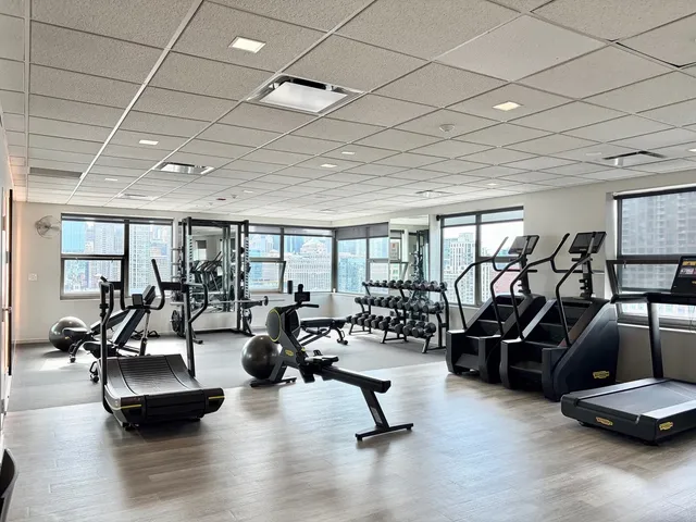 a view of a room with gym equipment
