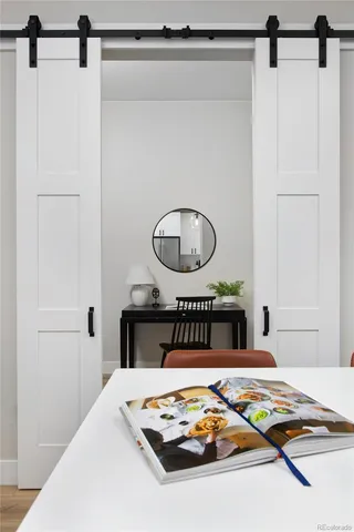 a living room with a table