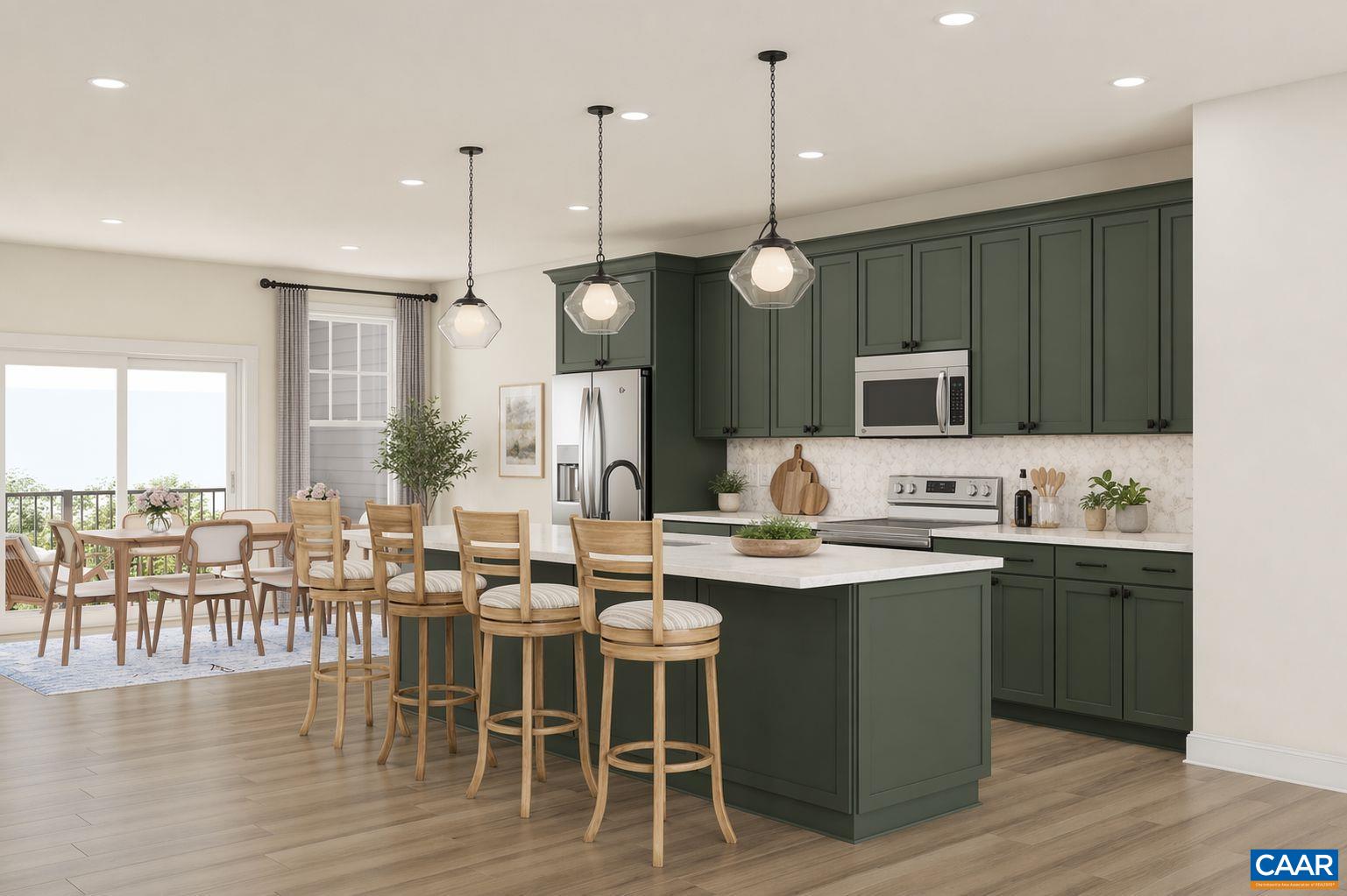 4 A Ryan Way Charlottesville, VA 22911 - Photo 13 of 16 a kitchen with lots of counter space island furniture and a view of living room