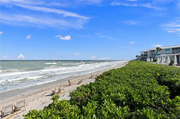 a view of an ocean and a beach