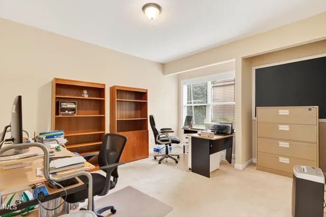 a workspace with furniture