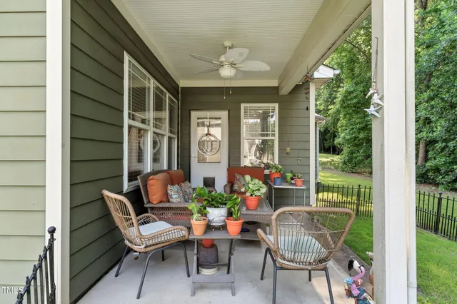a house view with outdoor seating space