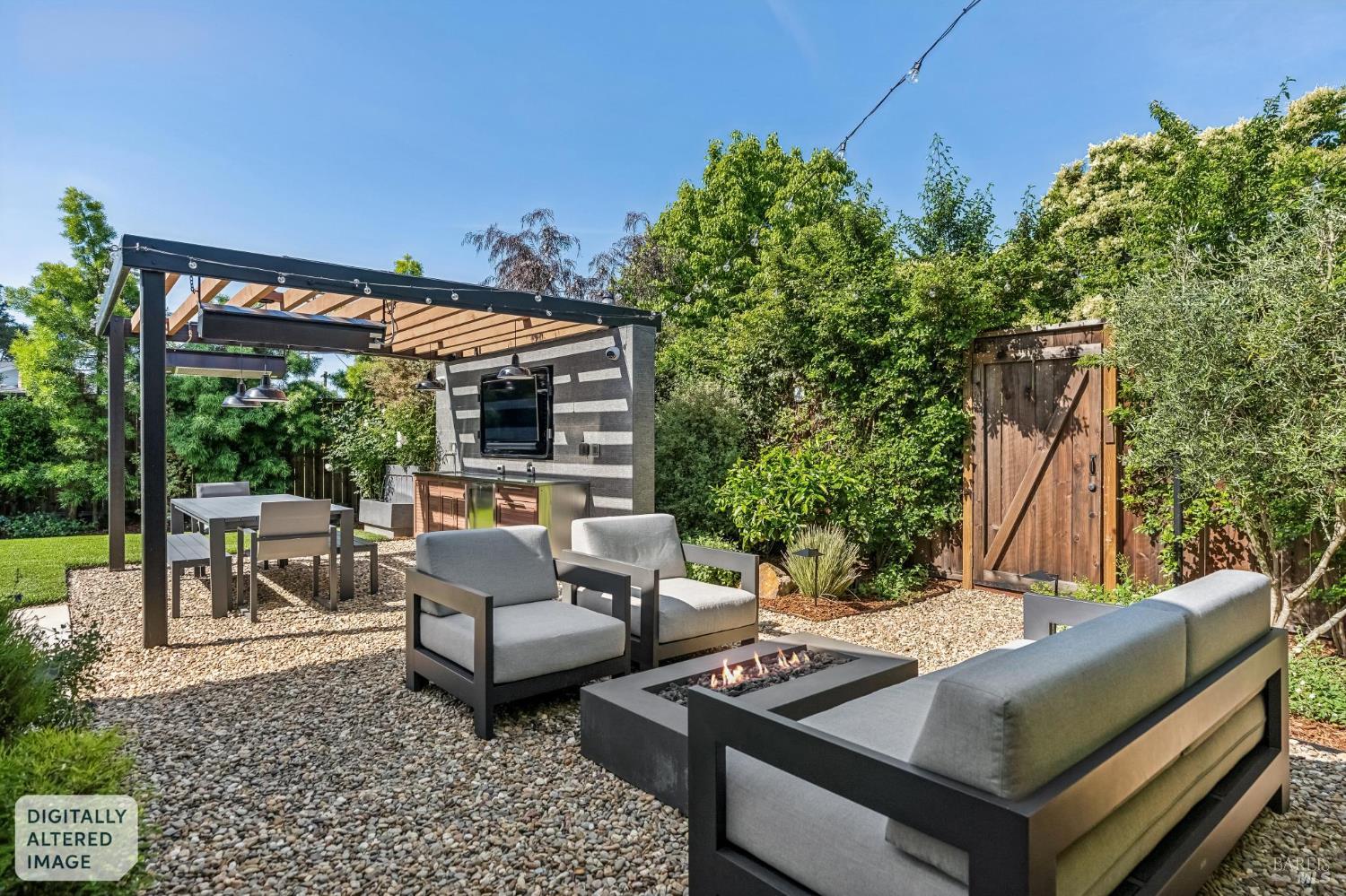 85 Harriet Way Tiburon, CA 94920 - Photo 32 of 44 a view of a patio with couches table and chairs and potted plants