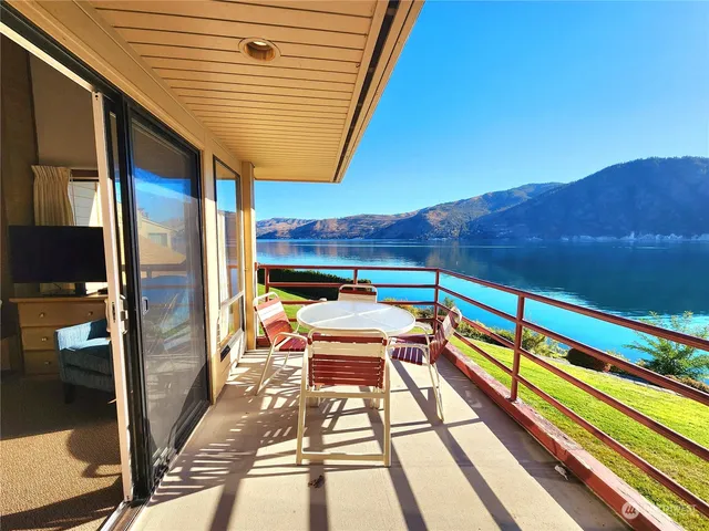 a view of a balcony with an outdoor space