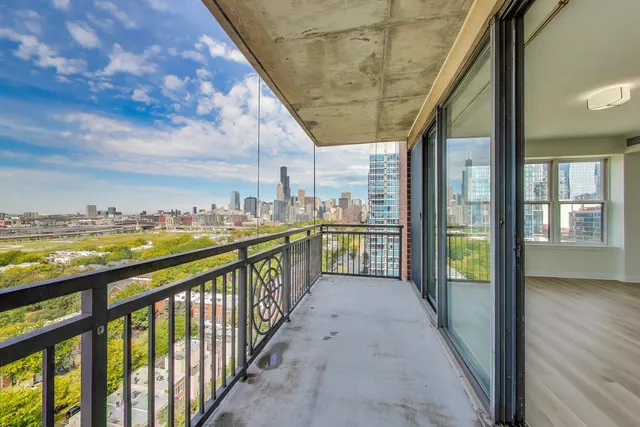 a view of city from a balcony