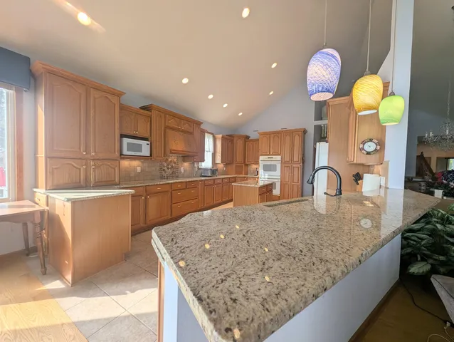 a view of a garden with an trees