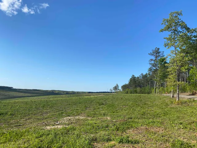 a view of lake with green space