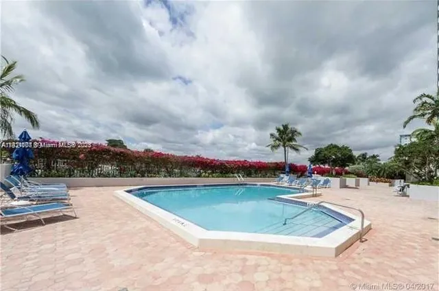 a view of a swimming pool and a yard