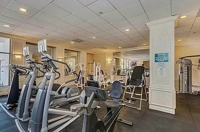 a view of a room with gym equipment