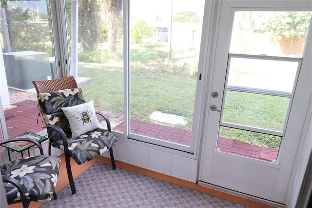 a living room with patio